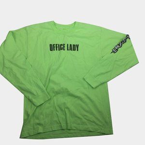 Aggretsuko Office Lady Green Long Sleeve T-Shirt Men's Size Large L SANRIO